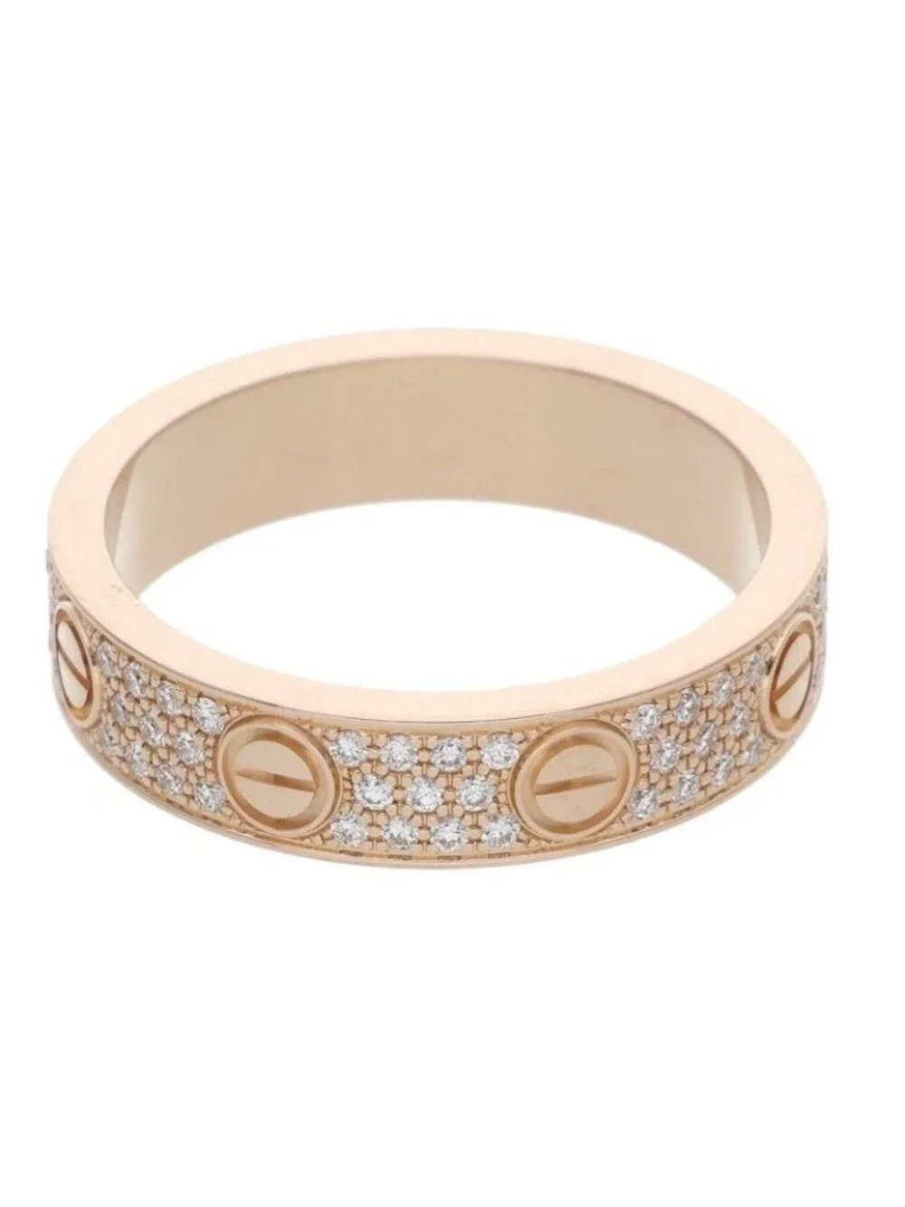 Cartier Mini Love Ring 18k Pink Gold Pave Diamond